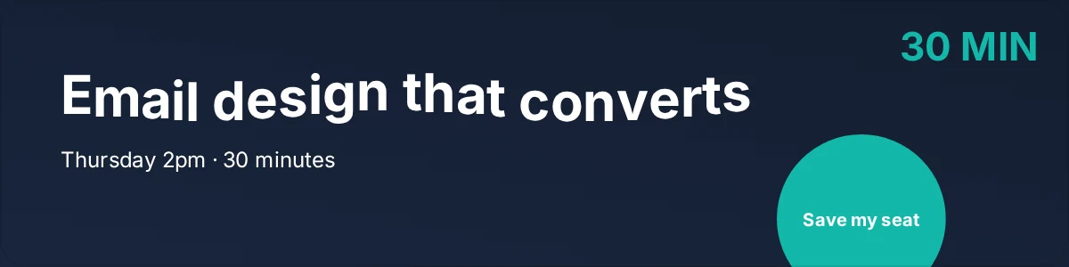 Email banner promoting a Thursday webinar, shown in animated and static form