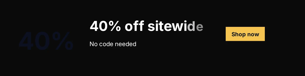 Black Friday email banner offering 40% off sitewide with no code needed
