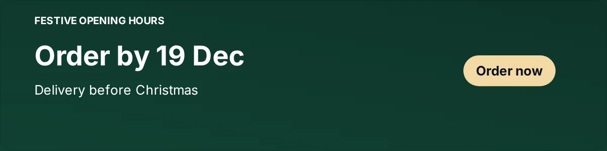 Christmas email signature banner reminding customers to order by 19 December for delivery