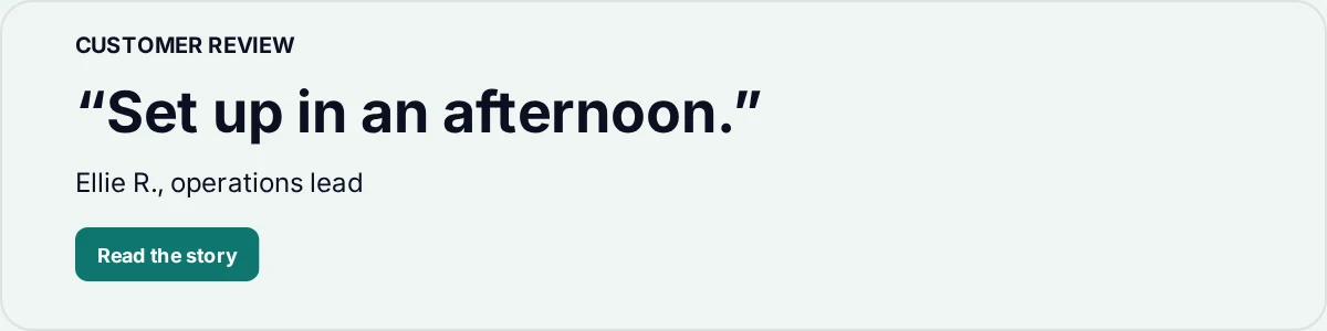 Email signature banner featuring a customer quote from an operations lead