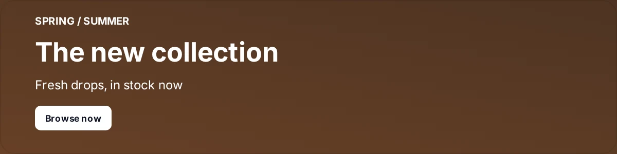 Email signature banner announcing a new fashion collection in stock now